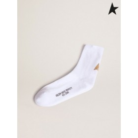 Golden Goose White Star collection calze con glitter oro stella bianca