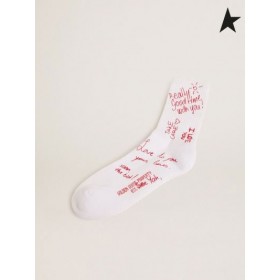 Golden Goose calzini Bianchi con scritta rossa stampa bianco