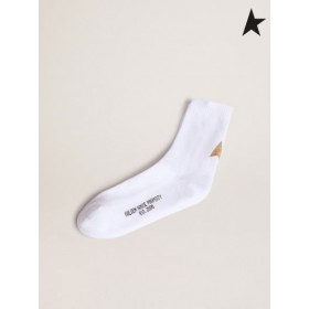 Golden Goose White Star collection calze con glitter oro stella bianca