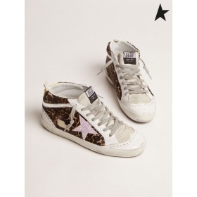 Golden Goose Mid Star sneakers LTD in leopard print, pony pelle con glitter star bianco leopard